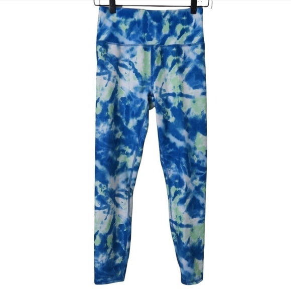 Wildfox Tie Dye Leggings Yoga Workout Full Length Gym Hippie Green Blue - Picture 1 of 11